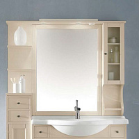 EBAN Eleonora Modular DX Зеркало в раме 107х104см, со шкафчиком cправа и полочками слева, цвет: pergamon