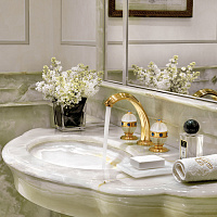 THG Amboise Lapis Lazuli Смеситель для раковины, 3 отв., цвет: золото/лазурит