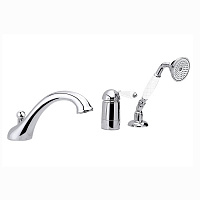 Nicolazzi P.m. Blanc A Смеситель на борт ванны на 3 отверстия, с изливом 200мм и ручным душем, ручки состаренная керамика, цвет: хром
