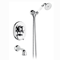 Nicolazzi P.m. Blanc Смеситель для ванны однорычажный, встраиваемый, с изливом 160мм и ручным душем, ручки белая керамика, цвет: хром