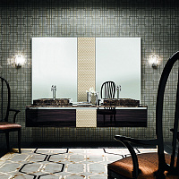 VITAGE milldue edition FOUR SEASONS Комплект мебели с тумбой под раковину, раковиной BOSTON65, зеркалом BRISTOL, 216 см, цвет: Ebano/Emperador