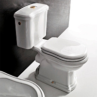 Kerasan Retro, Унитаз моноблок 72х38.5см, слив в стену с фурнитурой цвета золото