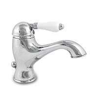 Nicolazzi P.m. Blanc Смеситель для раковины однорычажный, с донным клапаном, ручки белая керамика, цвет: хром