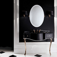 Devon&Devon Audrey, Комплект мебели мрамор: nero marquina, ножки золото, Цвет: чёрный с белым кантом,