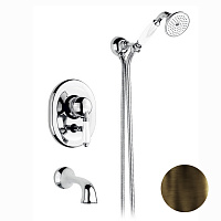 Nicolazzi P.m. Blanc Смеситель для ванны однорычажный, встраиваемый, с изливом 160мм и ручным душем, ручки белая керамика, цвет: тёмная бронза