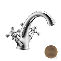 HUBER Victorian Смеситель двухвентильный для раковины на 1 отверстие с донным клапаном, цвет: бронза