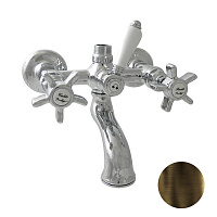 Nicolazzi Dames Anglaises Смеситель для ванны на 2 отверстия, с переключателем ванна/душ, вывод сверху 3/4" (для душ. стойки), цвет: тёмная бронза