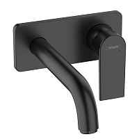 Hansgrohe Vernis Shap Смеситель для раковины, настенный, излив 204 мм, внешняя часть, цвет: матовый черный