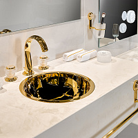 THG Dahlia Смеситель для раковины, 3 отв., цвет: золото