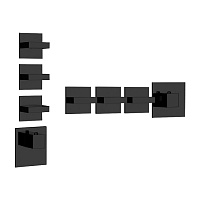 Gessi Rettangolo Смеситель для душа, встраиваемый, термостатический, подключение на 3/4”, с 3мя независимыми выходами, внешняя часть, цвет: Black XL