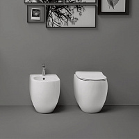 Kerasan Flo унитаз приставной БЕЗОБОДКОВЫЙ 52х36см, слив в стену, цвет: белый