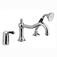 Nicolazzi Ceramica Nera Смеситель на борт ванны на 3 отверстия, с изливом 246мм и ручным душем, ручки черная керамика, цвет: хром