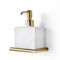 3SC Guy Дозатор для жидкого мыла, подвесной, композит Solid Surface, цвет: белый матовый/золото 24к. Lucido