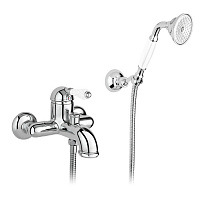 Nicolazzi P.m. Blanc A Смеситель для ванны однорычажный, настенный, с ручным душем, ручки состаренная керамика, цвет: хром