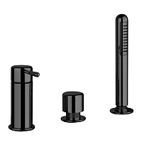 Gessi Goccia Смеситель для ванны на 3 отверстия, с переключателем и ручным душем, без излива, цвет: black XL