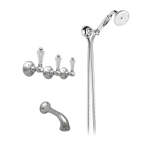 Nicolazzi Cristallo Liberty Смеситель для ванны с изливом от стены на 4 отверствия, встраиваемый, излив: 160 мм, цвет: хром