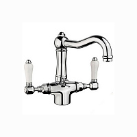 Nicolazzi P.M.Blanc Смеситель для раковины с 2мя ручками, на 1 отв., с донным клапаном, излив 165мм, цвет: хром