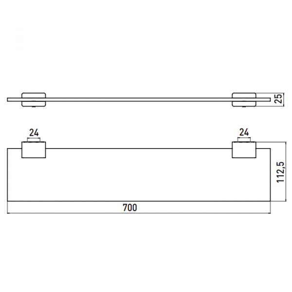 EMCO System2 Полка, прозрачное стекло, 700мм, подвесной, цвет: хром