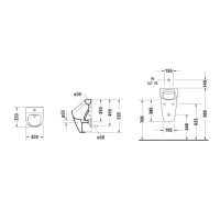 Duravit ME by Starck Писсуар Rimless, без смывного края,подача воды сверху, с вытяж., сток внутр. верт. или гориз., с крепл. с HygieneGlaze с мушкой