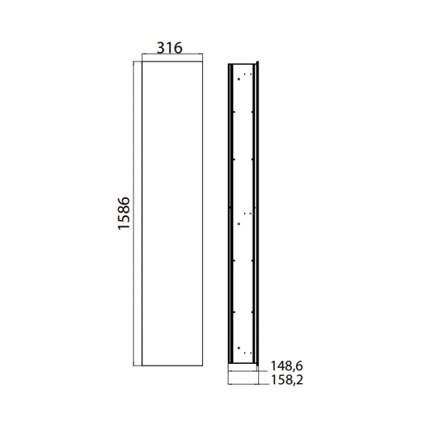EMCO Asis 2.0 Модуль встраиваемый, LED-подсветка 4 полки, дверь правая/левая, зеркало