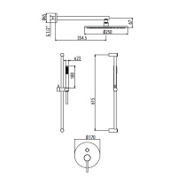 Gattoni Circle Two Комплект Смеситель встроенный, верхний душ 250мм, стойка с ручным душем, цвет: хром