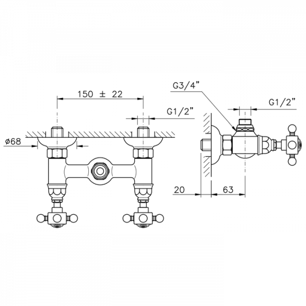 Nicolazzi Half Dome Crystal Смеситель для душа без гибкого шланга и лейки, цвет: хром