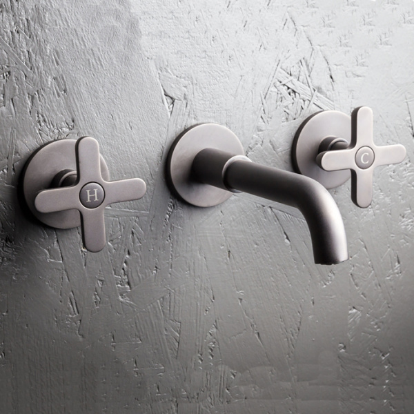 Fantini Icona Classic Смеситель для раковины, настенный, цвет: матовая оружейная сталь