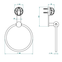 THG Flore Полотенцедержатель - кольцо 18см., подвесной, цвет: хром/хрусталь