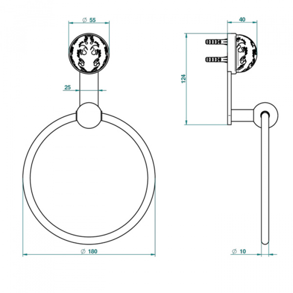 THG Flore Полотенцедержатель - кольцо 18см., подвесной, цвет: хром/хрусталь