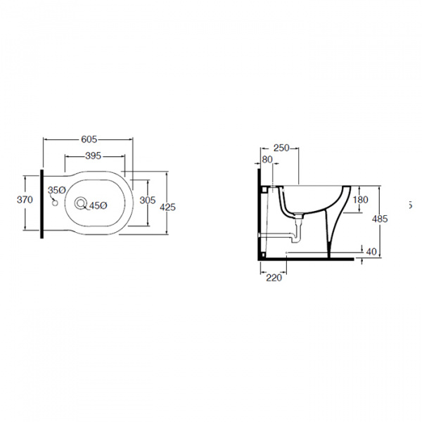 AZZURRA XL Биде напольное  61х43х49 см с 1 отв под смеситель, цвет: белый