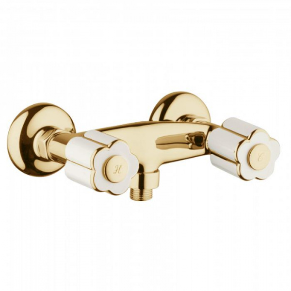 Смеситель для душа Bongio Fleur Blanc, цвет: золото/белый фарфор