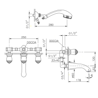 Nicolazzi Cristallo Смеситель для ванны, с душевой лейкой, излив: 178мм, цвет: хром