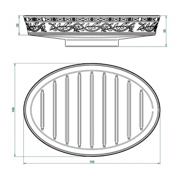 THG Marquise platinum decor Мыльница керамическая, настольная, декор платина, цвет: белый