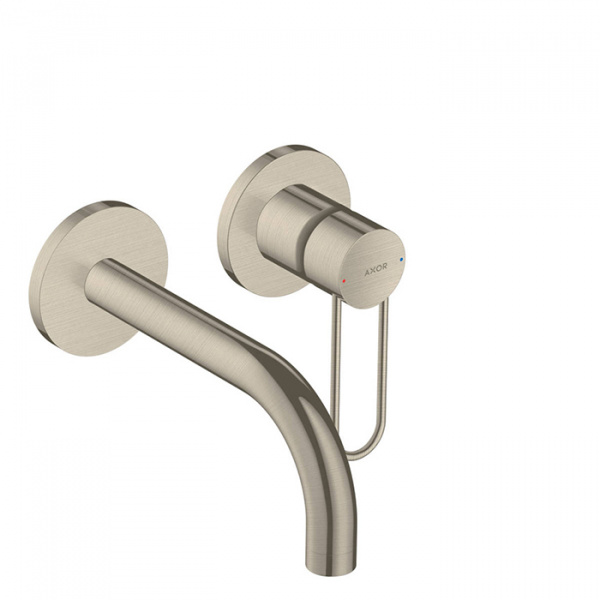Axor Uno Встраиваемый смеситель для раковины, на 2 отв., излив 165мм, с незапираемым донным клапаном, внешняя часть, цвет: шлифованный никель