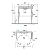 Globo Paestum Консоль напольная 71х58см, с раковиной на 1 отв., цвет: met.antico, раковина белая