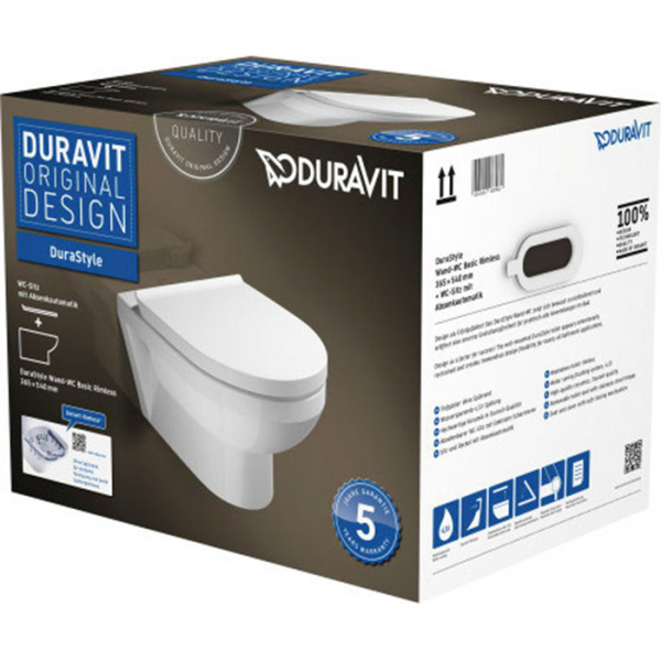 Duravit DuraStyle Комплект: подвесной унитаз Basic Rimless 256209 36.5х54см.+ сиденье с автоматическим закрыванием 002079