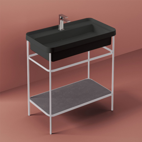 Artceram FUORI SCALA Металическая структура 40x77хh83см с раковиной на 1 отв, Fuori Scala rettangolare 80, цвет: белый матовый/черный матовый