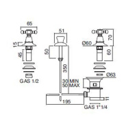 Sbordoni Londra Смеситель для биде на 3 отверстия, цвет: глянцевая латунь