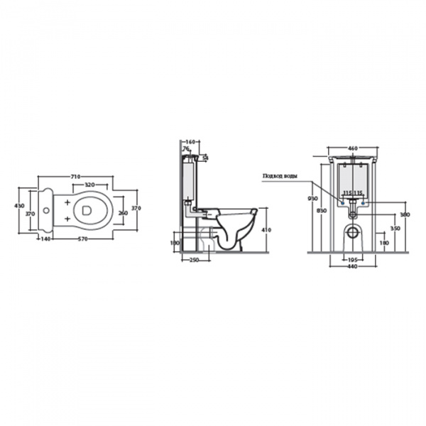 Globo Paestum Унитаз напольный пристенный 57х38см с бачком и механизмом цвет золото, СИДЕНЬЕ НА ВЫБОР