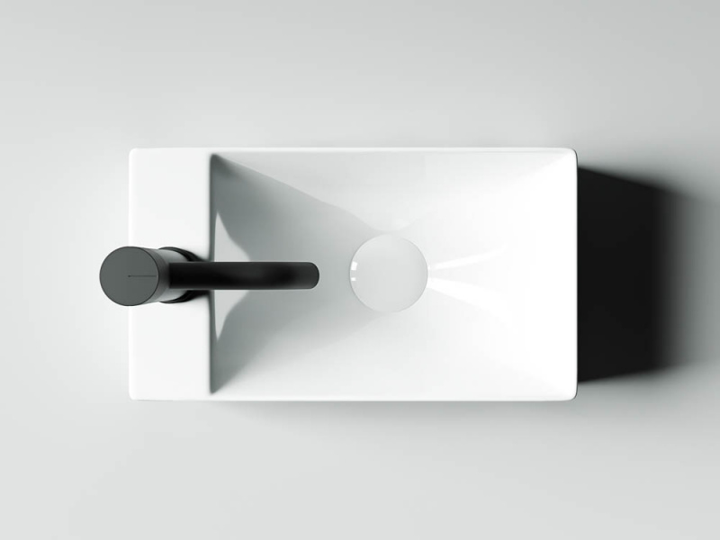 Умывальник подвесной прямоугольный (отверстие под смеситель L) Element 375*215*100мм Ceramica Nova белый CN5008