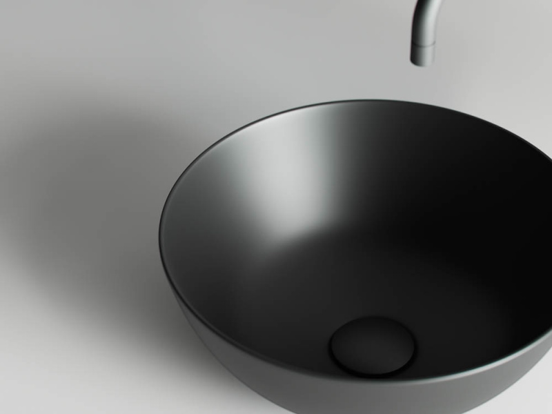 Умывальник чаша накладная круглая (цвет Чёрный Матовый) Element 358*358*155мм Ceramica Nova черный матовый CN6004