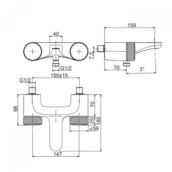 Carlo Frattini Texture Collection, Смеситель на борт ванны, цвет: Хром