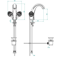 THG Marquise porcelaine blanche Смеситель для раковины, 1 отв., цвет: хром/платина/белый фарфор