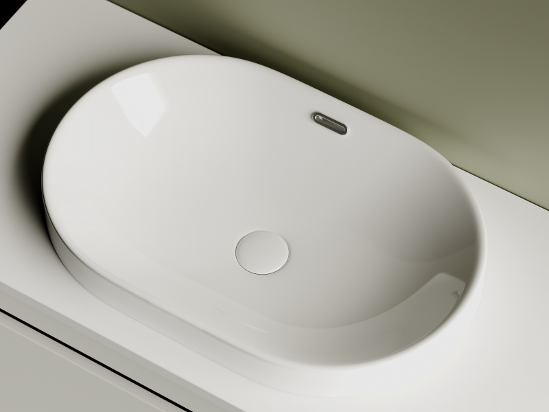 Умывальник овальный встраиваемый сверху в столешницу Element 600*400*195мм Ceramica Nova белый CN5020