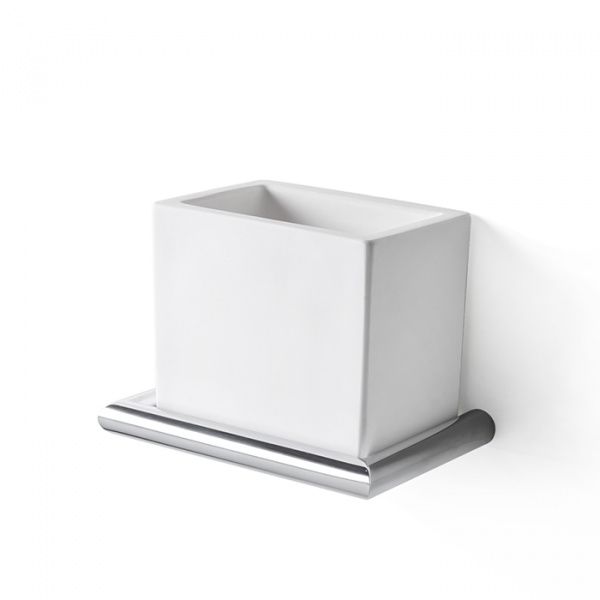 3SC Guy Стакан подвесной, композит Solid Surface, цвет: белый матовый/хром матовый