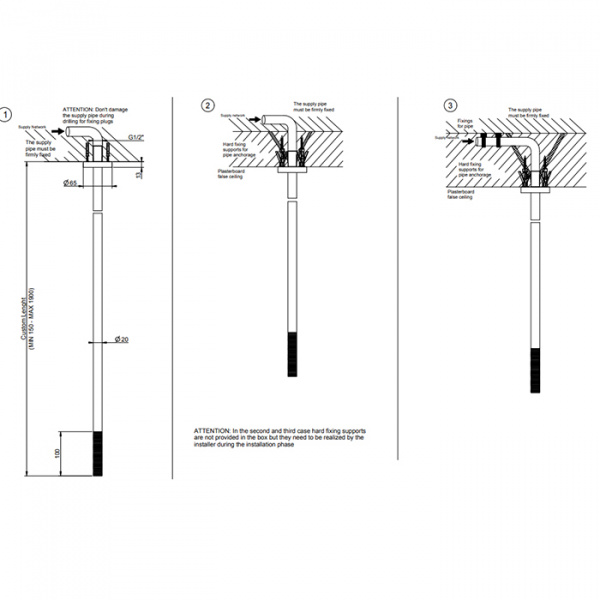 Gessi 316 Излив потолочный для удаленного управления, длина под заказ(365-1900мм), цвет: brushed black metal pvd