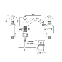 Sbordoni Magnolia Смеситель для биде на 3 отверстия, цвет: глянцевая латунь