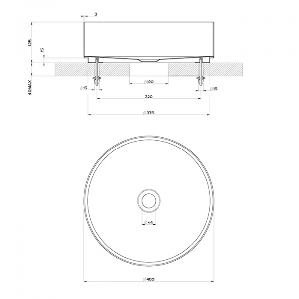 Gessi 316 Раковина 40 см, без отв., для установки на столешницу, без перелива, нержавеющая сталь, цвет: Black metal brushed PVD