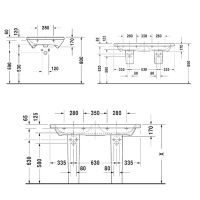 Duravit DuraStyle Раковина 130x48 см, 2 отв., двойная, цвет: белый