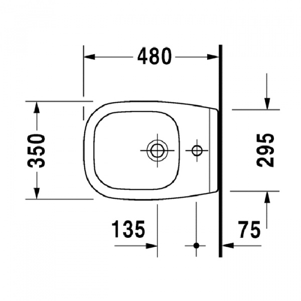 Duravit D-Code Биде подвесное с перел. с 1 отв. под смес., 35x48см, Цвет: Белый